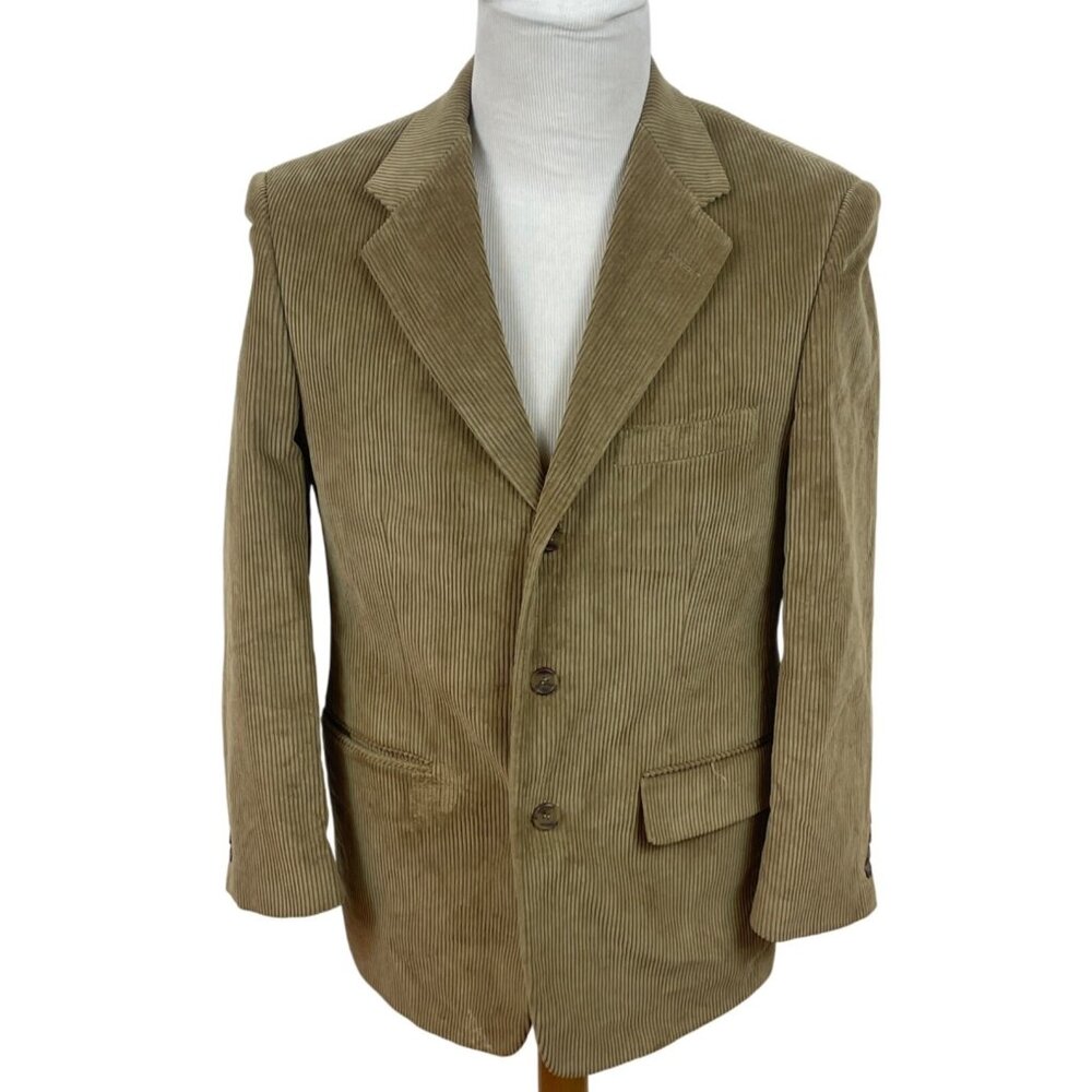 Cordovan & Grey Mens Beige Blazer Jacket With Button Closure & Notch Lapel